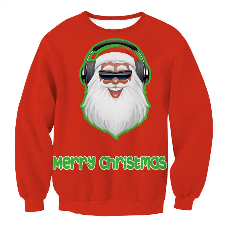 Digital Print Santa Face Pullover Jumper