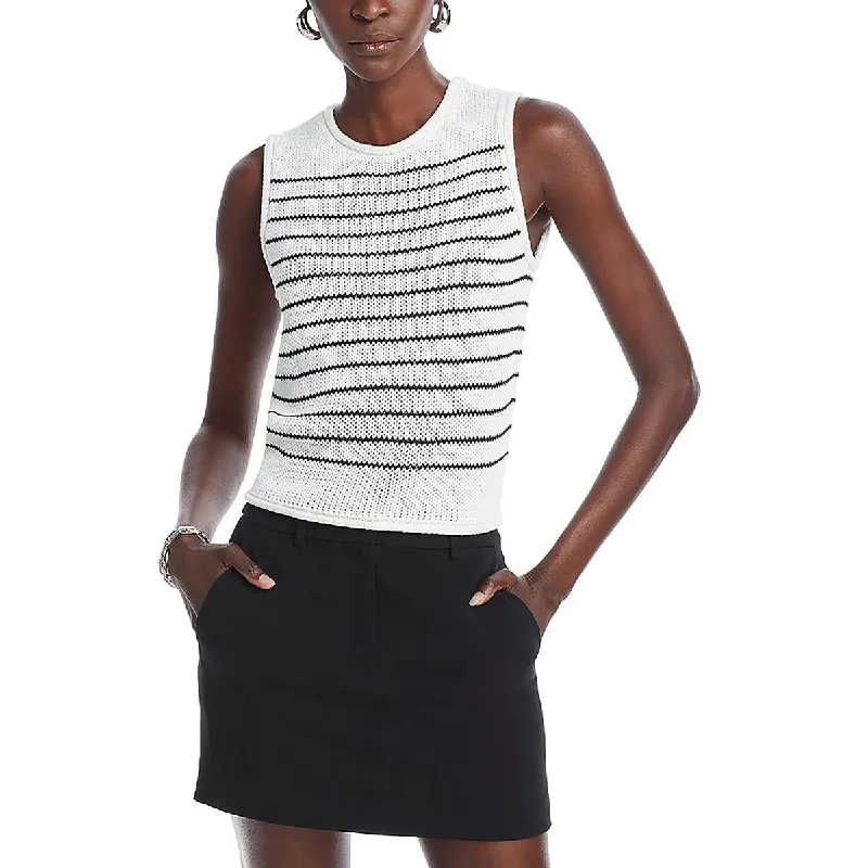 Aqua Womens Striped Sleeveless Pullover Top