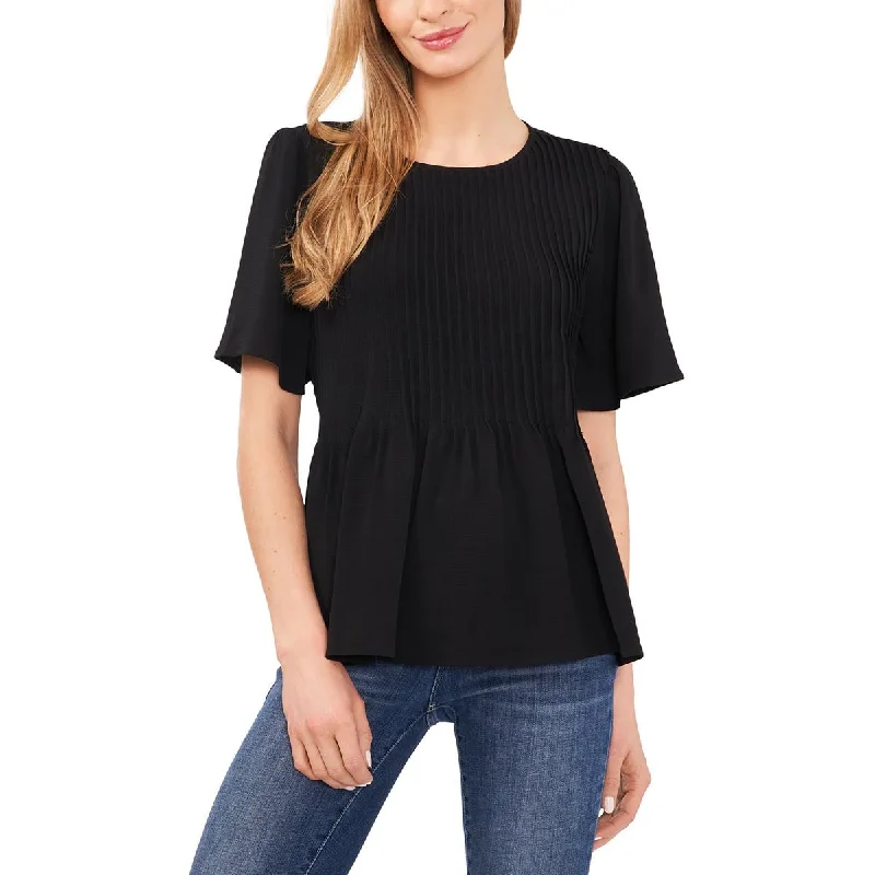 CeCe Womens   PinTuck Ribbed Pullover Top