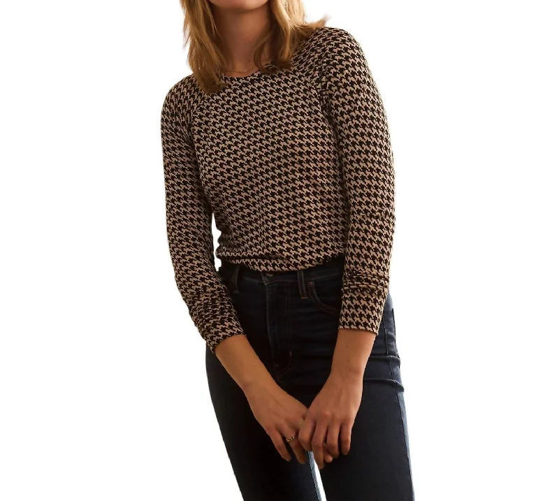 Chantel Pullover Blouse In Houndstooth