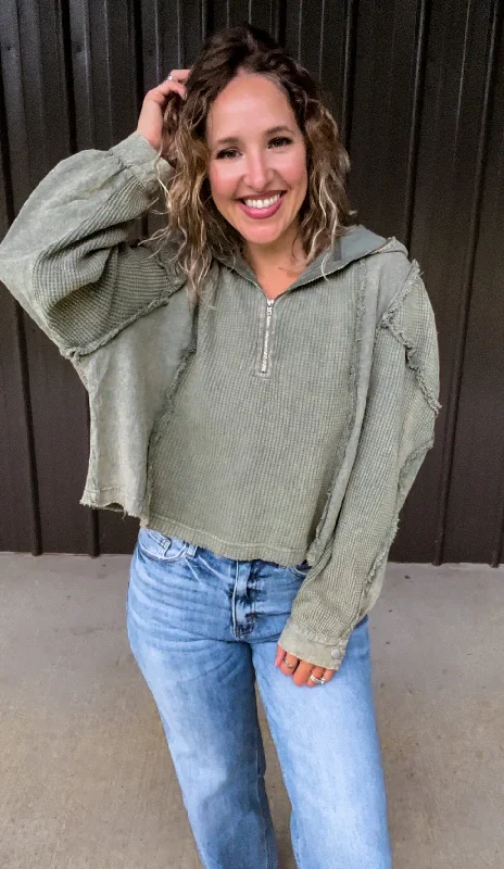 Olive Vintage Hoodie Pullover