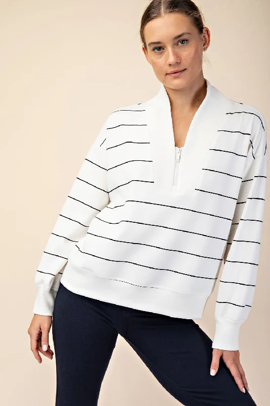 Go Places Stripe Scuba Half Zip Pullover