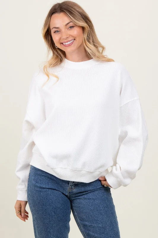 Ivory Waffle Knit Pullover