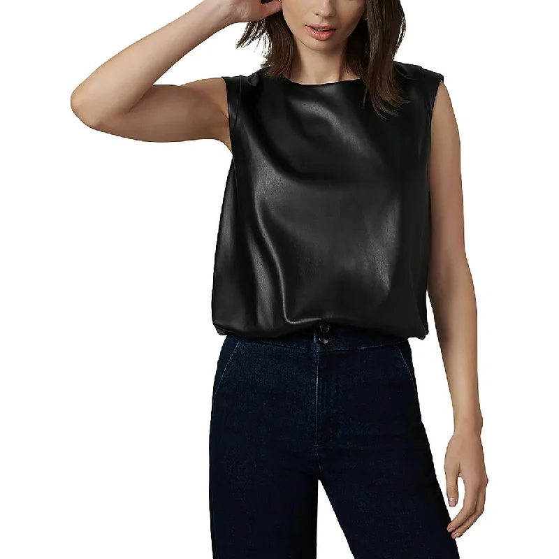 Joe's Womens Faux Leather Sleeveless Pullover Top