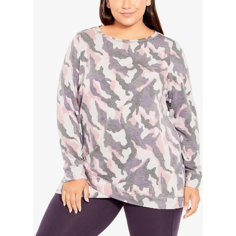 Leisure Womens Camouflage Double Hem Pullover Top