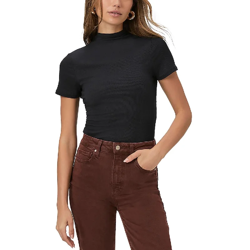 Paige Womens Ribbed Mock Neck Pullover Top