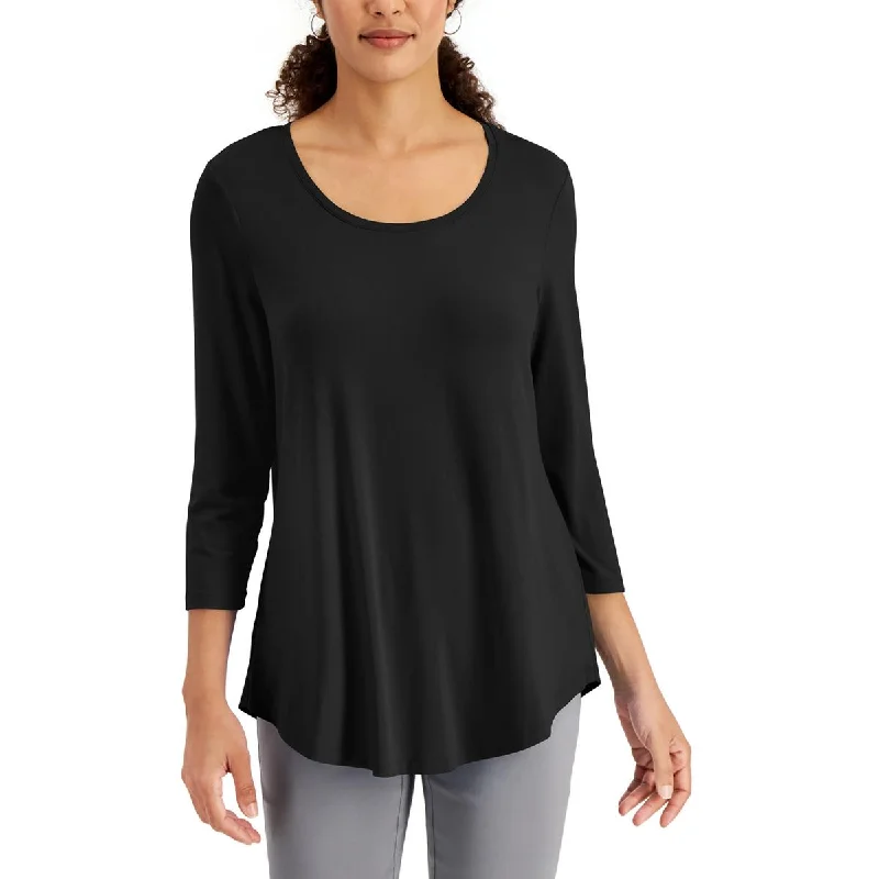 Petites Womens Longsleeve Loungewear Pullover Top