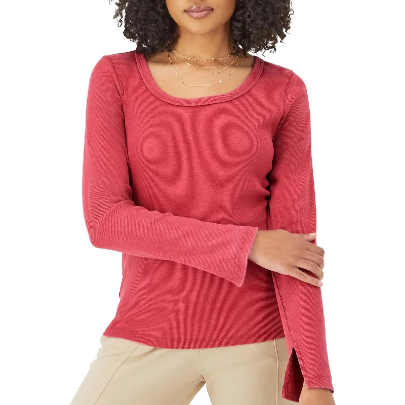 Womens Ribbed Long Sleeve Pullover Top